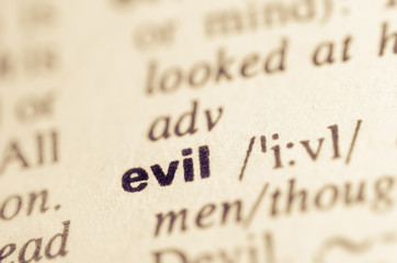 Dictionary definition of  word evil - obrazy, fototapety, plakaty