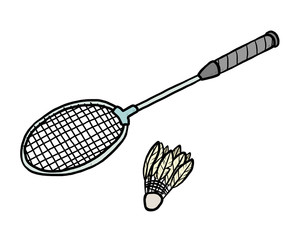 badminton racket and shuttlecork