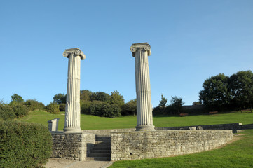 Fototapeta na wymiar Pillars in public gardens, Swanage, Dorset