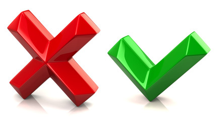 Red and green check mark signs