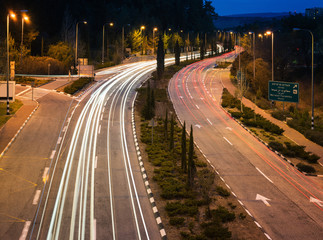 Highway traffic in twilight
