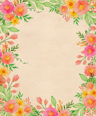 Watercolor floral frame