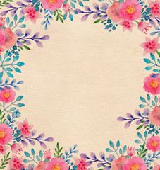 Watercolor floral frame