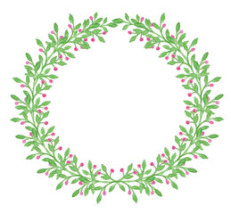 Green watercolor floral frame