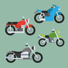 Flat design of motorcycle set