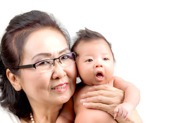 asian grand mother with  life style background