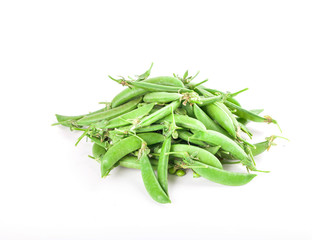 Fresh peas isolated on white background