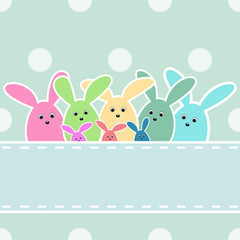 Grußkarte sieben bunte Osterhasen