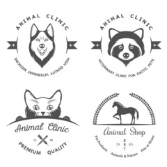 Set of Vintage Logos for Vet Clinic