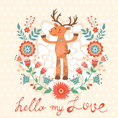 Obraz na płótnie Canvas Hello my love card with deer