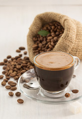cup of coffee on wood
