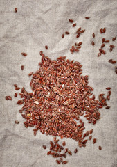 natural flax seeds on linen napkin