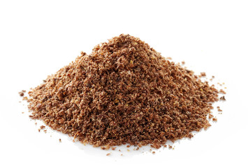 heap of crushed flax seeds