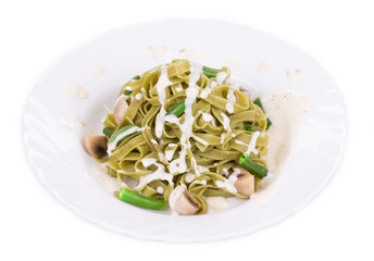 Pasta tagliatelle with green peas