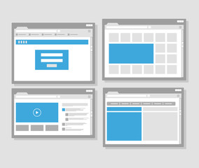 web site page templates collection. Flat design