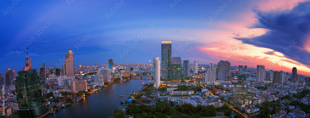 Canvas Prints Landscape of River in Bangkok city