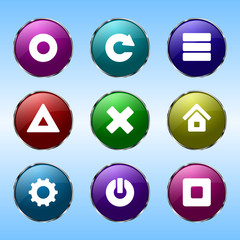 Nine colored buttons for sites