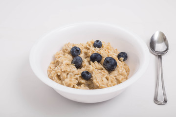 Bowl of Oatmeal with Fresh Blueberries