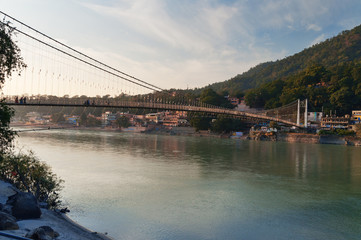 View of River Ganga and Ram Jhula bridge