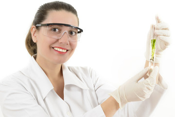 Woman Studying Plants in Laboratory