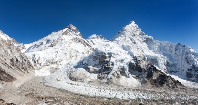 Beautiful view of mount Everest, Lhotse and nuptse