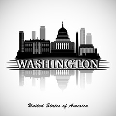 Obraz premium Washington DC Skyline Design. Vector silhouette