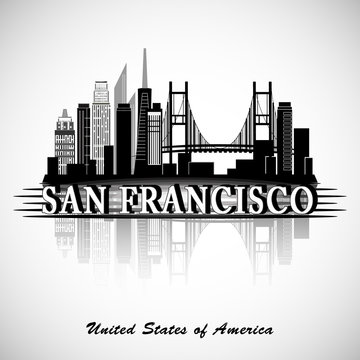 San Francisco City Skyline. Typographic Design