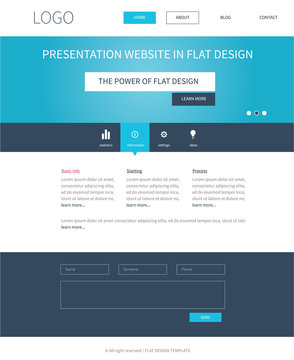 Flat webdesign template concept for presentation website