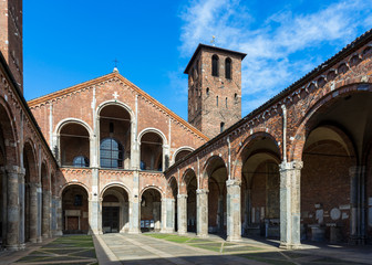 Fototapeta na wymiar Basilica of Saint Ambrose (Sant'Ambrogio) in Milan, Italy