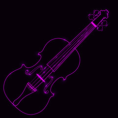 Obraz premium Vector illustration of neon violin
