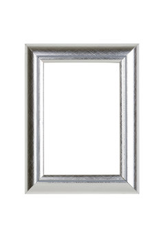brushed silver picture frame, isolated on white