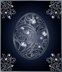 Diamond Easter egg invitation card, vector illustration