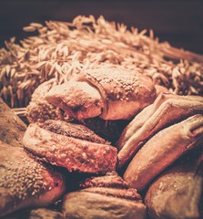 Basket with homemade baked goods on a table
