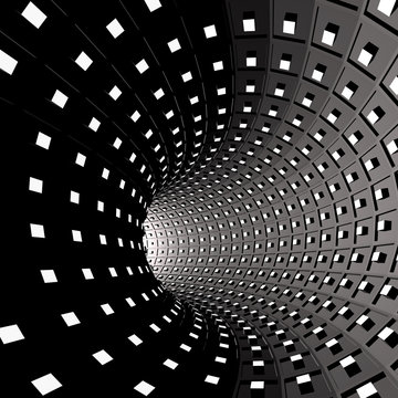 Fototapeta Abstract background. Illustration of 3d tunnel with squares
