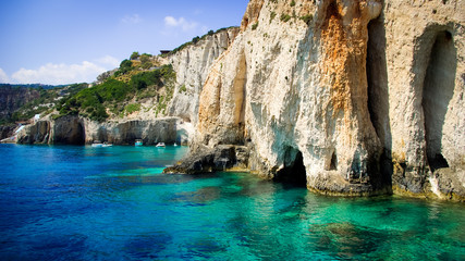 Blue caves on Zakynthos island, Greece - obrazy, fototapety, plakaty