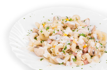 pasta cavatappi with vegetables and sausage