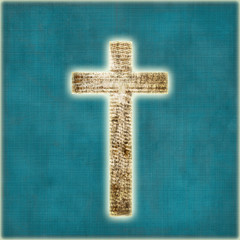 Glowing holy cross on abstract paper background