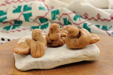 Zhavoronki, Russian rye cookies for spring equinox selebration