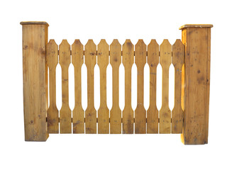 Wooden fence at ranch isolated on white background