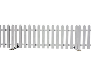 Wooden fence at ranch isolated on white background