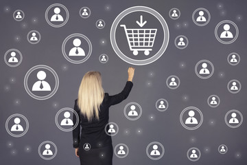 Obraz premium Hand press on sign shopping cart web icon