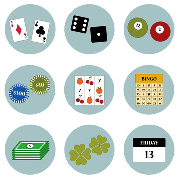 Games based on luck icon set vector