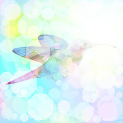 Hummingbird with bokeh effect. Raster 3