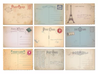 Fotobehang set of nine blank vintage vector postcards © Anja Kaiser