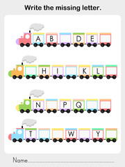 Obraz premium Write the missing letter - Worksheet for education