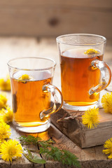 herbal tea with coltsfoot flowers