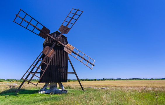 Old traditional Swedish windmill