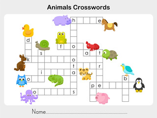 Animals Crosswords - Worksheet for education