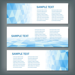 Set of Abstract Vector Banners. Backgrounds with Blue Triangles