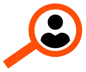 Man under loupe icon